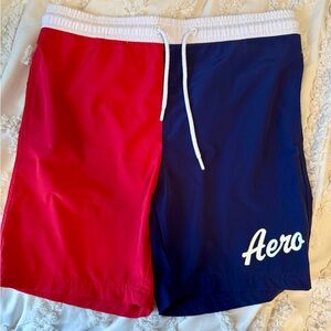 Aero Red and Blue Swim Shorts M